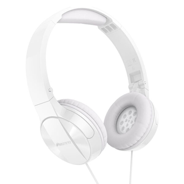 Pioneer SE-MJ503T-W Fully Enclosed Dynamic Foldable Headphones with microphone for use wth smartphones WHITE
