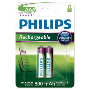 Philips R03B2A80/10 Rechargeable NiMh AAA 800 mAh 2-blister (HR03)