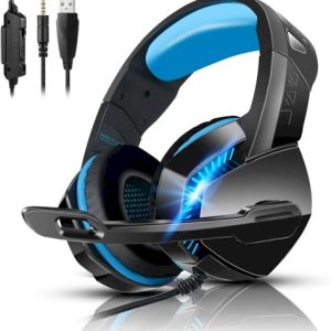 Висококвалитетни гејмерски слушалки со микрофон и LED осветлување BEEXCELLENT GM-14 black - blue / црно - сини