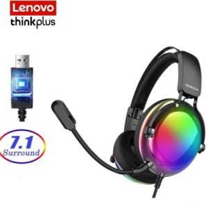Висококвалитетни гејмерски слушалки со микрофон и LED осветлување Lenovo ThinkPlus G82B црни - light show