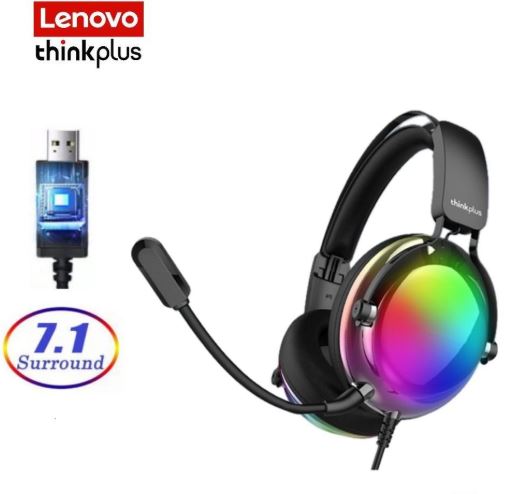 Висококвалитетни гејмерски слушалки со микрофон и LED осветлување Lenovo ThinkPlus G82B црни - light show Висококвалитетни гејмерски слушалки со микрофон и LED осветлување Lenovo ThinkPlus G82B црни - light show
