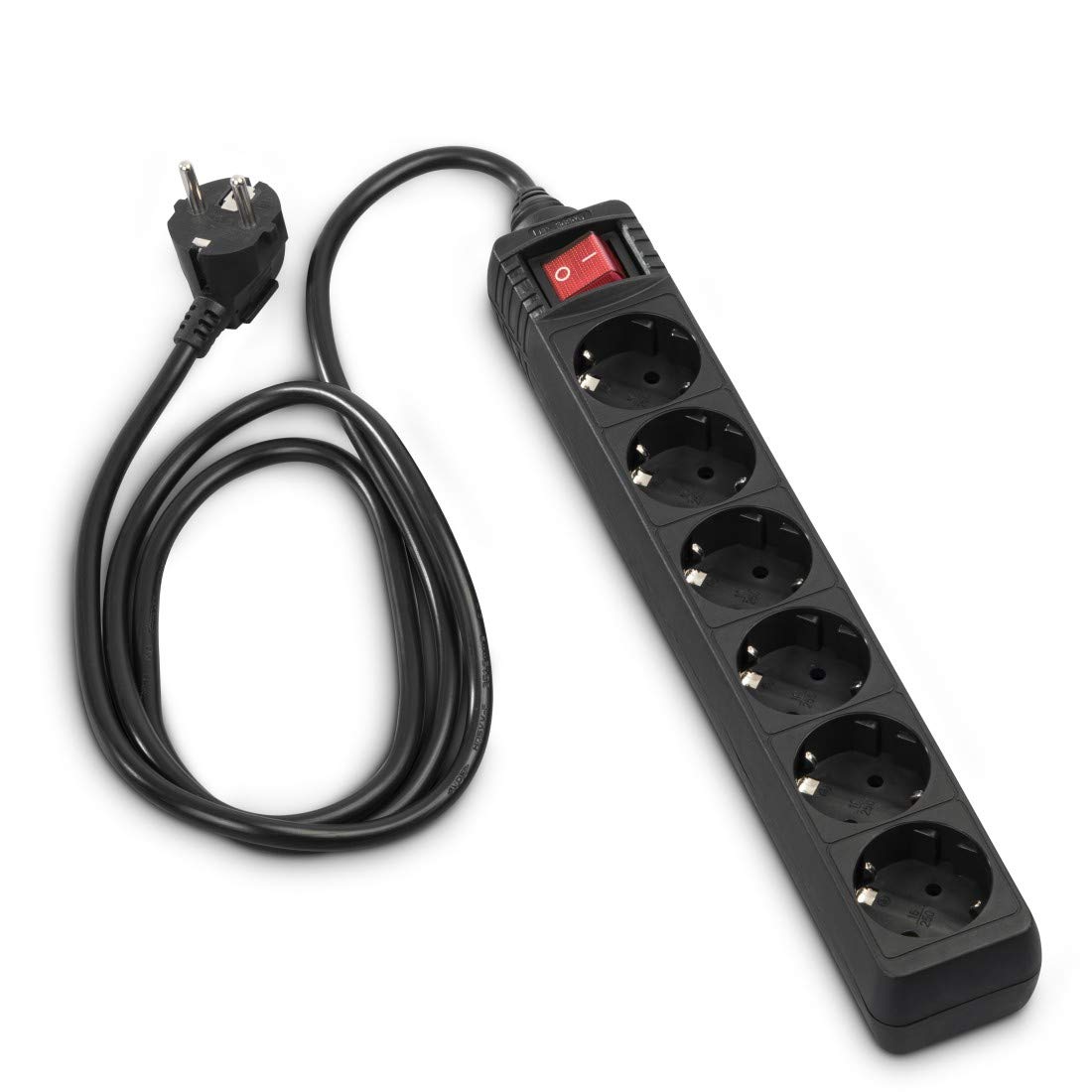 Power Box European type 6 ways power strip 2m (Black) Power Box European type 6 ways power strip 2m (Black)